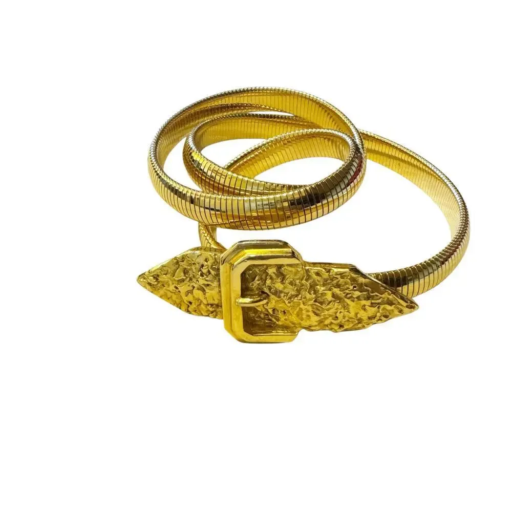 Vintage N.Y.C. Women's Gold Tone Metal Etruscan Buckle Waist Belt One Size